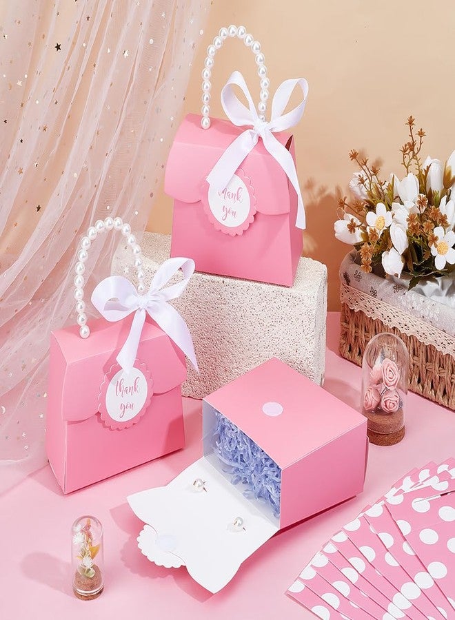 بينيكريت مجموعة بينيكريت المكونة من 16 صندوق هدايا زفاف وردي اللون، صندوق من ورق كرافت مقاس 7.8 × 5.3 × 2.2 بوصة بمقبض لؤلؤي، وشرائط، وملصقات، صناديق هدايا لأعياد الميلاد، وحفلات التوزيعات، والمتاجر، وحفلات الزفاف - Image 4